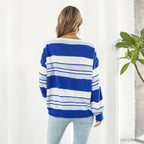 Damen Strickpullover mit modischem Streifenmuster und lässigem Schnitt R&B