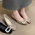 Damen elegante Ballerinas mit funkelnder Schnallenverzierung R&B
