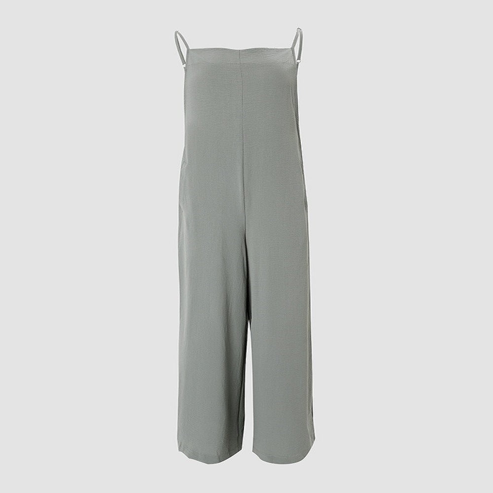 Damen Lässiger Jumpsuit mit weitem Bein und praktischen Taschen R&B