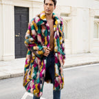 Herren Luxuriöser Kunstpelzmantel mit farbenfrohem Design R&B