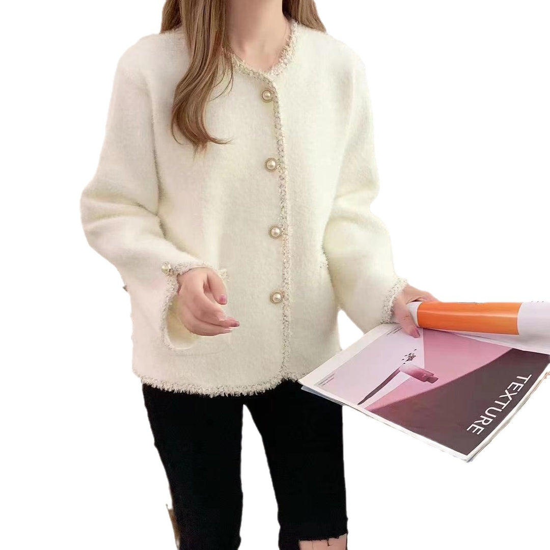 Damen Bouclé-Jacke mit eleganten Perlenknöpfen R&B