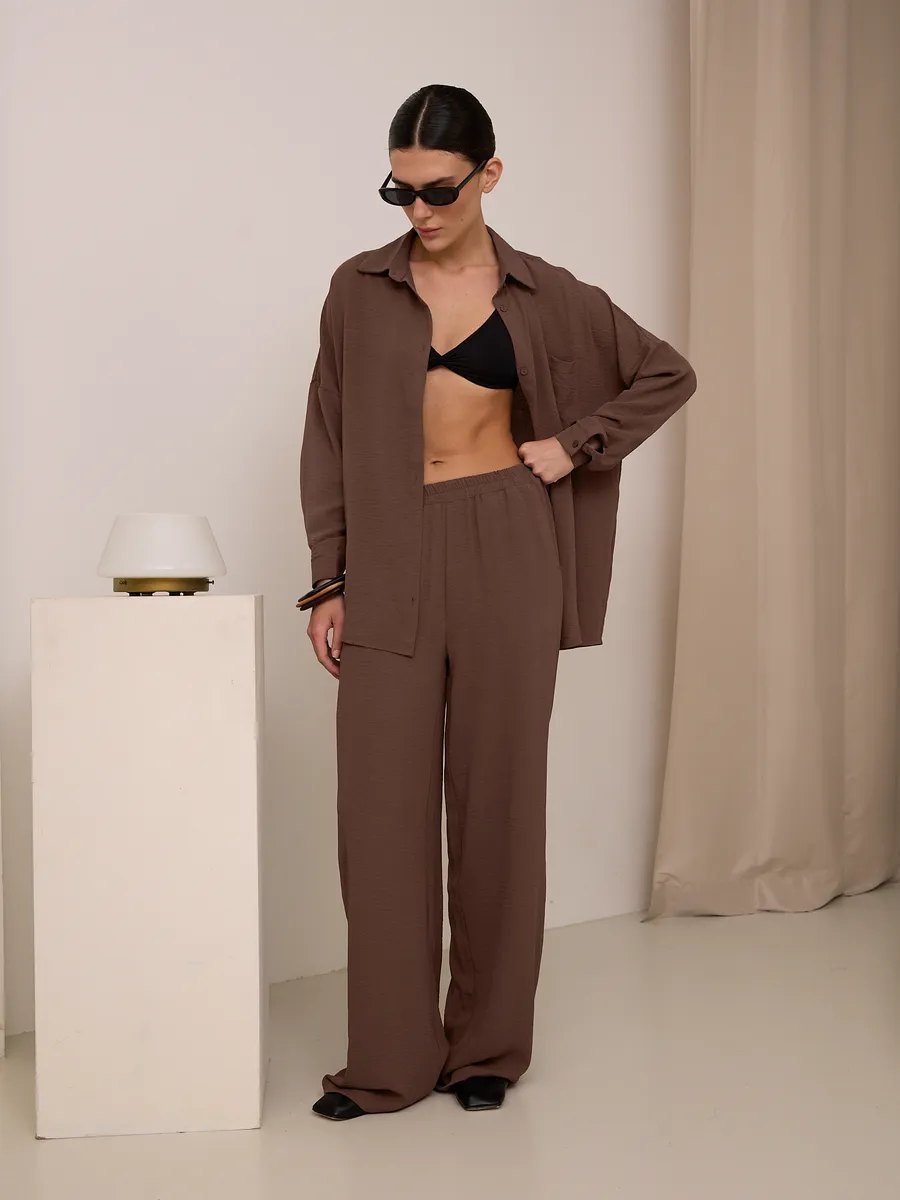 Damen lässige Bluse im Oversized-Stil mit Taschen R&B