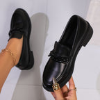 Damen nan Lack-Loafer mit auffälligem Kettendetail und gepolsterter Plateau-Laufsohle R&B