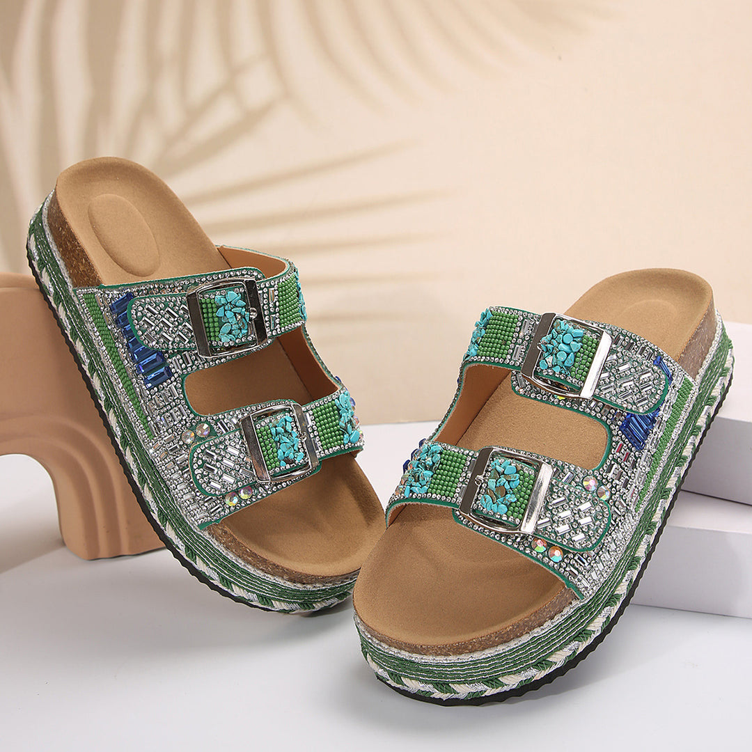 Damen Sandalen mit funkelnden Schmuckdetails und ergonomischer Fußbettung R&B