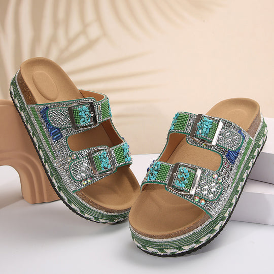 Damen Sandalen mit funkelnden Schmuckdetails und ergonomischer Fußbettung R&B