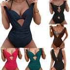 Damen Einteiliger Badeanzug mit verführerischem Wickeldesign und figurformenden Raffungselementen R&B