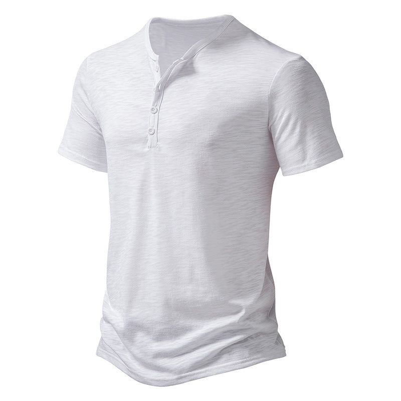 Herren Kurzarm Henley-T-Shirt mit Knopfleiste und atmungsaktivem Material R&B
