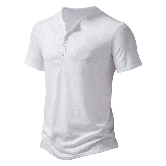 Herren Kurzarm Henley-T-Shirt mit Knopfleiste und atmungsaktivem Material R&B