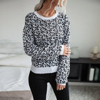 Damen Gemusterter Strickpullover mit Leopardenmuster R&B