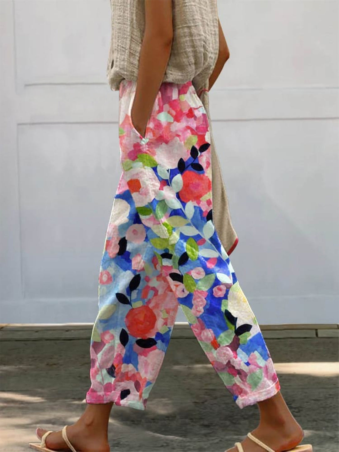 Damen Weite Sommerhose mit floralem Design und praktischen Taschen R&B