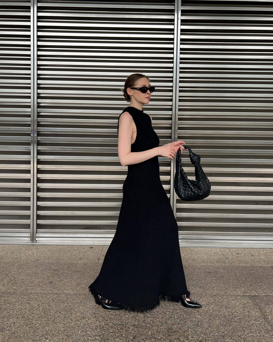 Damen Maxikleid mit Fransen und feiner Struktur R&B