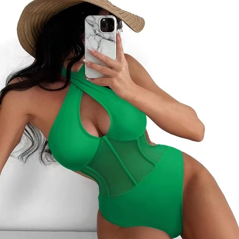 Damen Designer Badeanzug mit elegantem V-Ausschnitt R&B