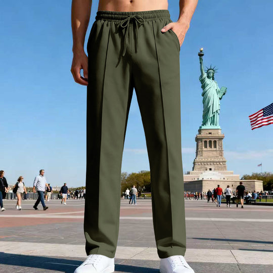 Herren nan elegante Sweathose mit Bügelfalte geradem Bein und Tunnelzug R&B