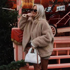 Damen kuschelige Fleece-Jacke mit hohem Kragen und praktischen Eingrifftaschen