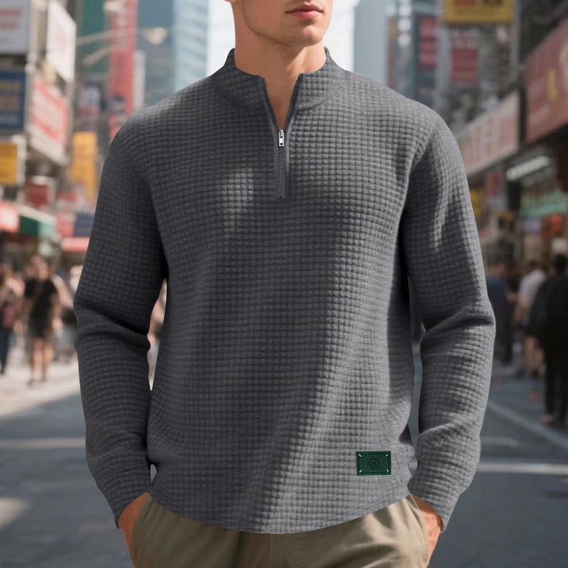 Herren Stepppullover mit modernem Reißverschluss und strukturiertem Design R&B