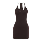 Damen Sportliches ärmelloses Kleid mit tiefem V-Ausschnitt und Racer Rücken R&B