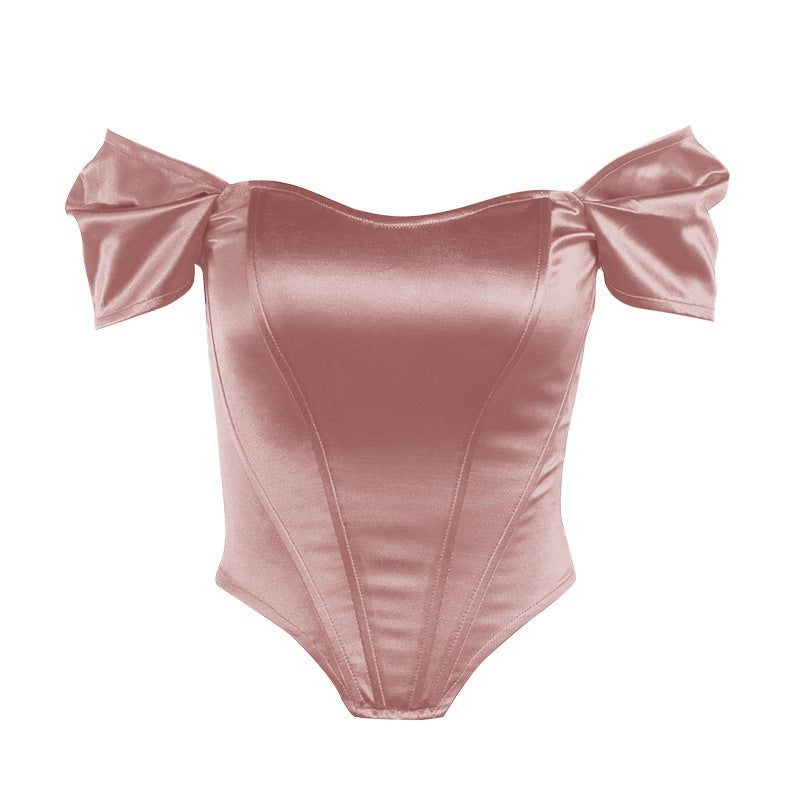 Damen elegantes Satin-Bustier mit Schulterdetails R&B