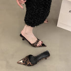 Damen schicke Slingback Mules mit modischem Leopardenprint R&B