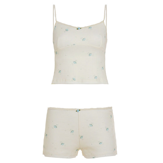 Damen Schlafanzug Set mit zarten Blumenmustern R&B