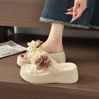Damen modische Plateau-Sandalen mit Blumen-Applikationen R&B