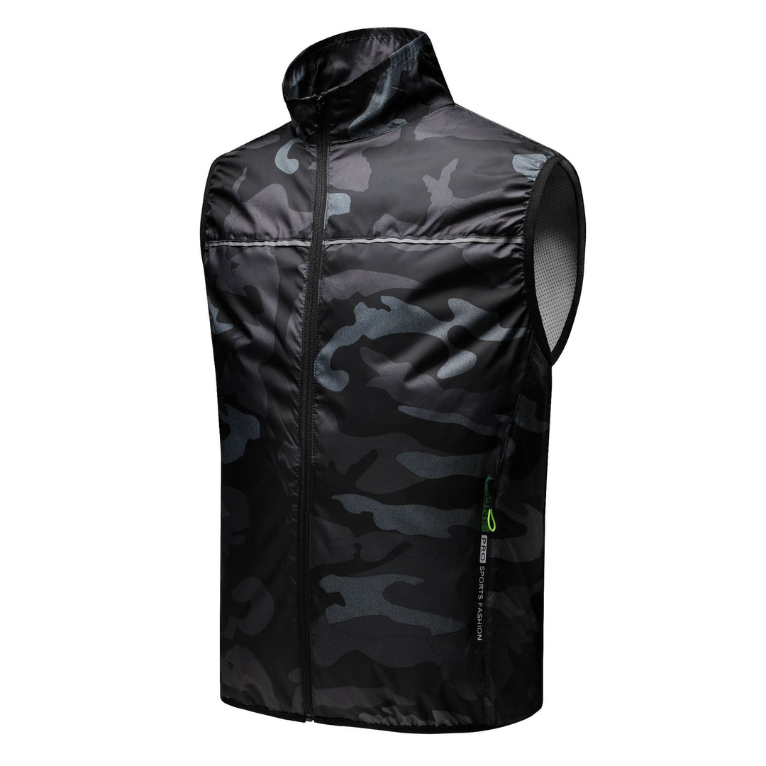 Unisex nan ultraleichte winddichte Laufweste mit Stehkragen und reflektierenden Paspeln R&B