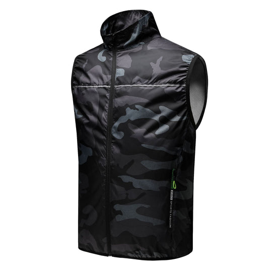 Unisex nan ultraleichte winddichte Laufweste mit Stehkragen und reflektierenden Paspeln R&B