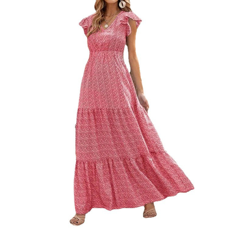 Damen Maxikleid mit Rüschendetails und voluminösem Rock R&B
