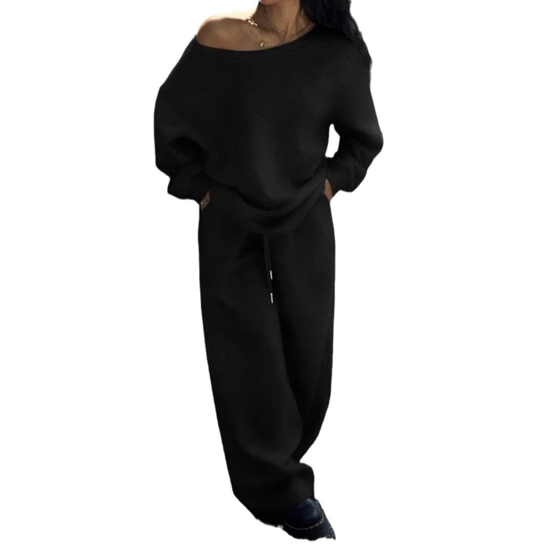 Damen lässiges Oversized Sweat- und Jogginganzug-Set mit seitlichen Taschen R&B