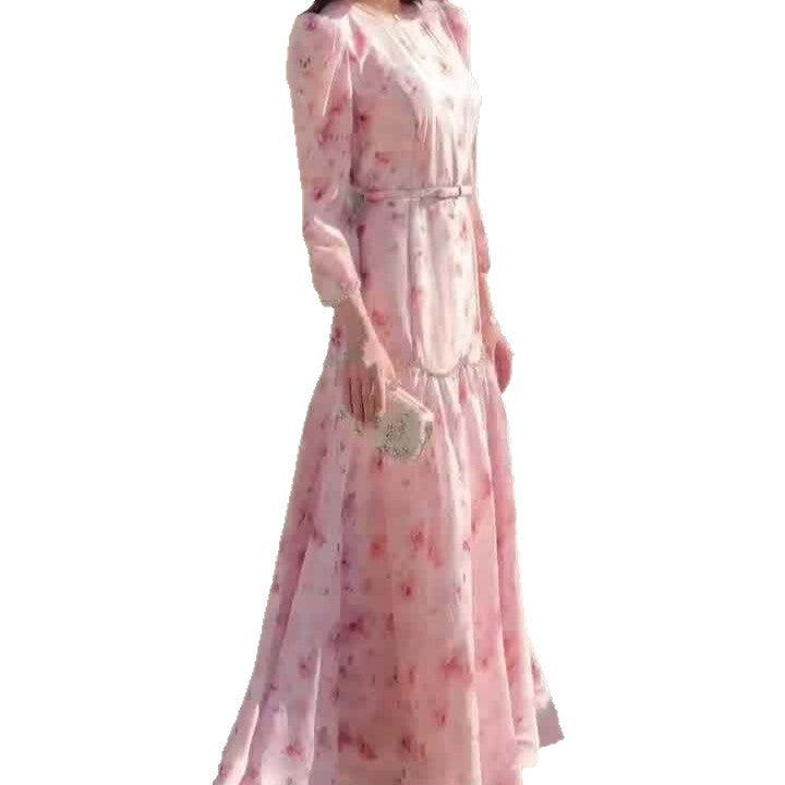 Damen Elegantes Maxikleid mit Spitzenärmeln und floralem Muster R&B