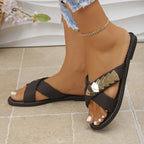 Damen modische Riemensandalen mit glitzernden Zierdetails und komfortablem Fußbett R&B
