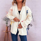 Damen Strickjacke mit bunten Schleifendetails R&B