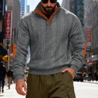Herren gestrickter Pullover mit Kontrastdetails und modernem Knopfverschluss R&B