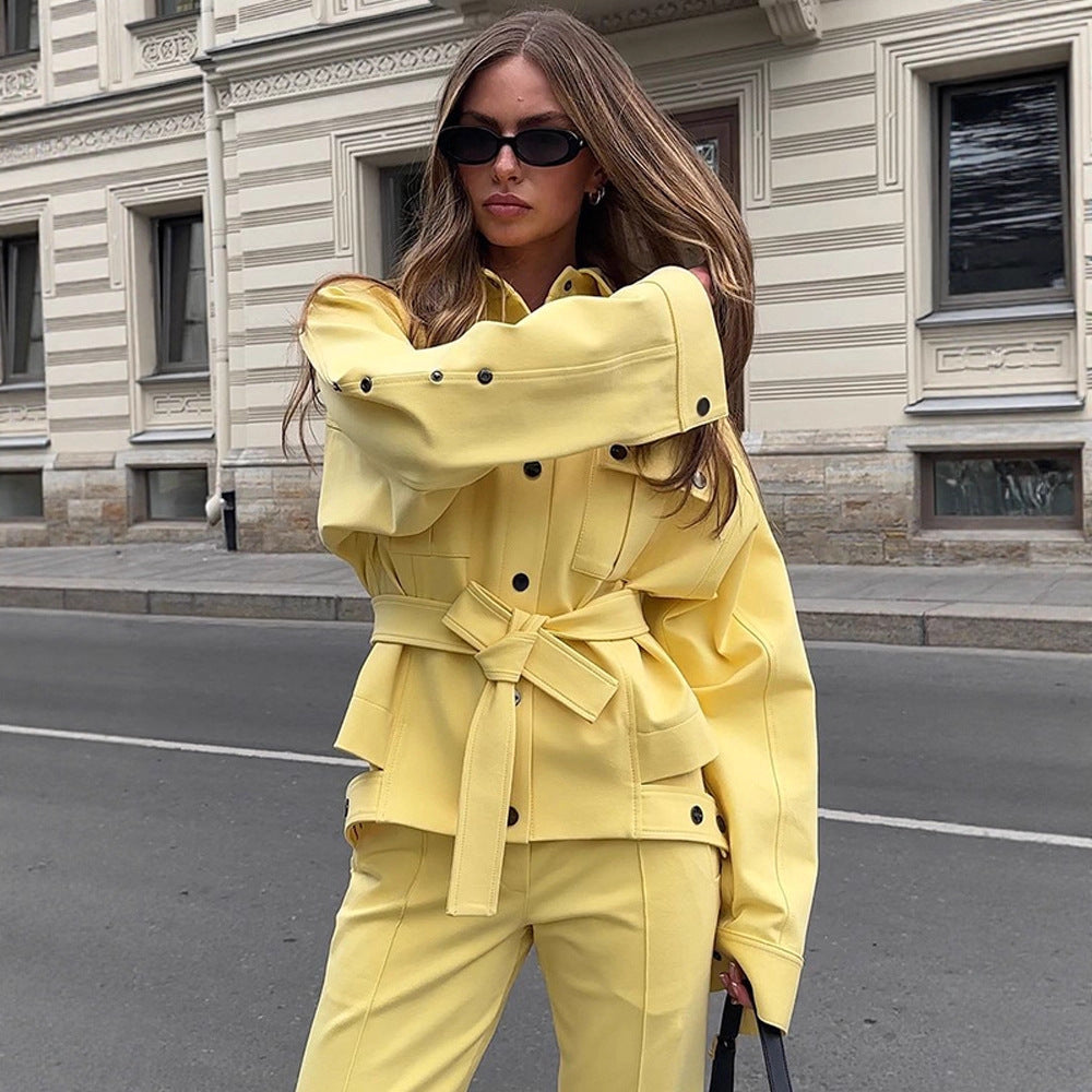Damen modische Oversized Jacke und Pants Set R&B