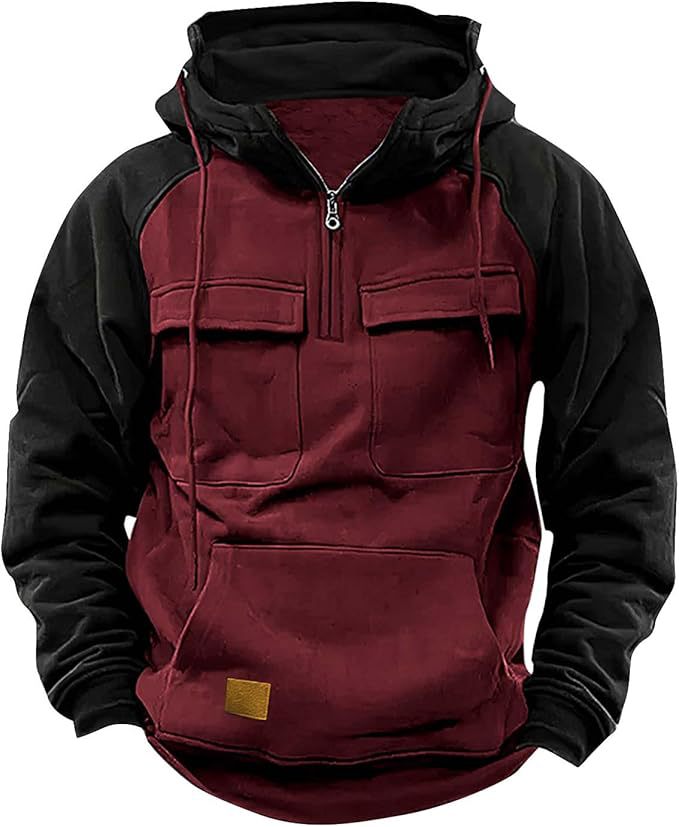 Herren Sportlicher Baumwoll-Hoodie mit Kapuze und praktischen Taschen R&B