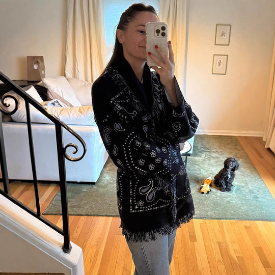 Damen Fransen Poncho mit Bandana-Muster R&B