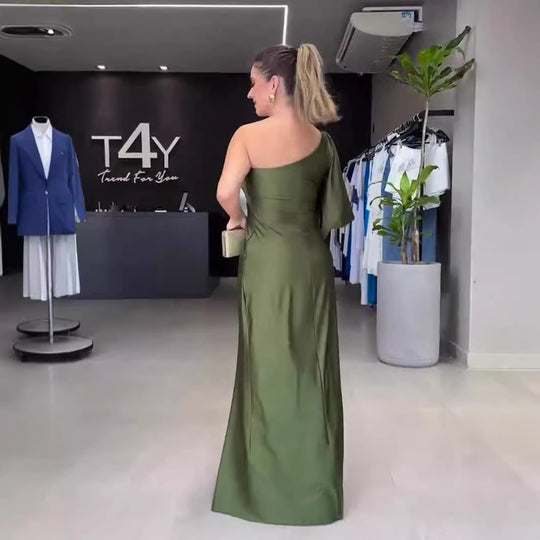 Damen Maxikleid mit asymmetrischem Design und seitlichem Schlitz R&B