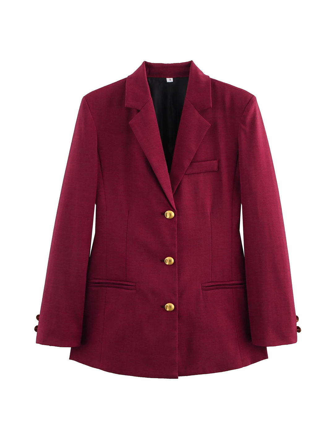Damen karierten Blazer mit goldenen Knöpfen und praktischen Taschen R&B