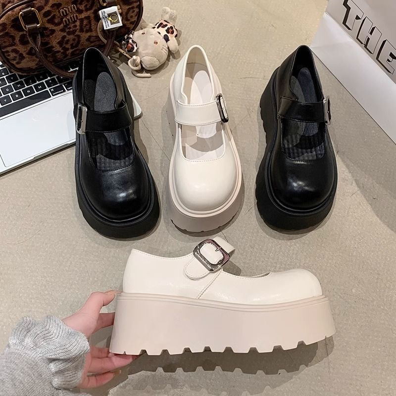 Damen Plattform-Schuhe mit Riemen und modischer Schnalle R&B