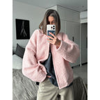 Damen Flauschige Kapuzenjacke aus Teddyfell mit seitlichen Taschen R&B