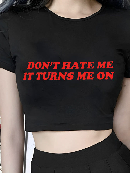 Damen Crop-T-Shirt mit inspirierendem Statementdruck R&B