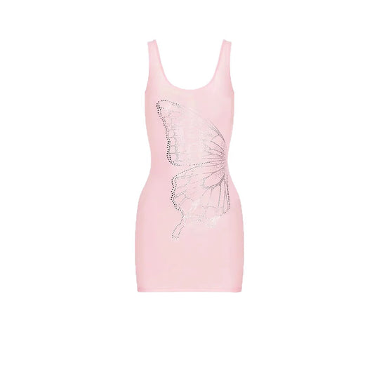Damen Figurformendes Minikleid mit Schmetterlingsmotiv und Glitzersteinen R&B
