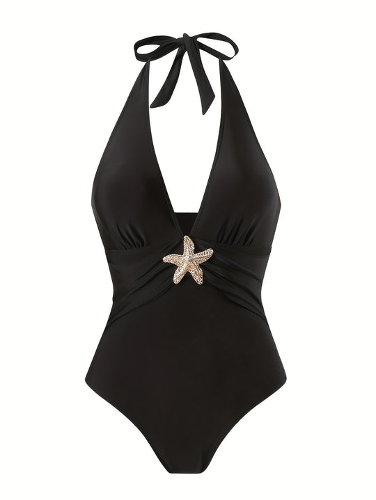 Damen Halterneck Bademode mit transparentem Pareo R&B