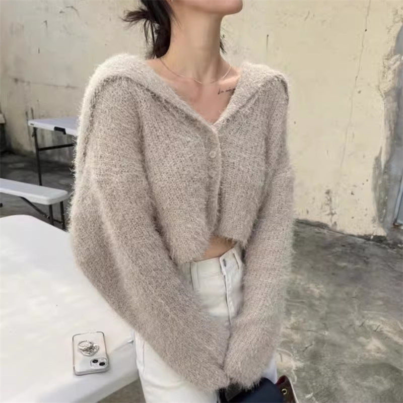 Damen lässiger Pullover mit tiefem V-Ausschnitt und strukturiertem Maschenmuster R&B