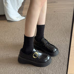Damen moderne Chunky Loafers mit dekorativer Schnalle und rutschfester Sohle R&B