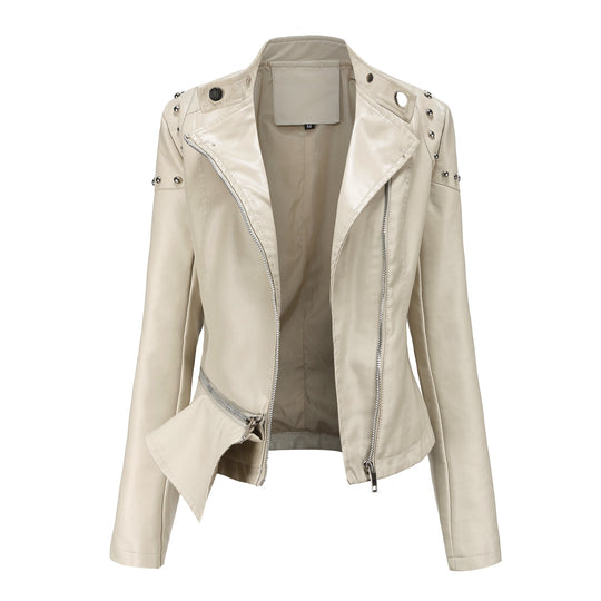 Damen trendige Bikerjacke mit modischen Details R&B