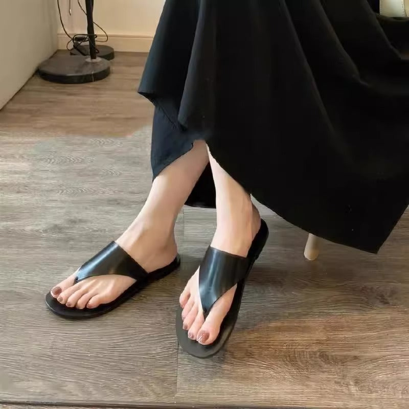 Damen zeitgemäße Zehentrenner-Sandalen mit bequemem Fußbett R&B
