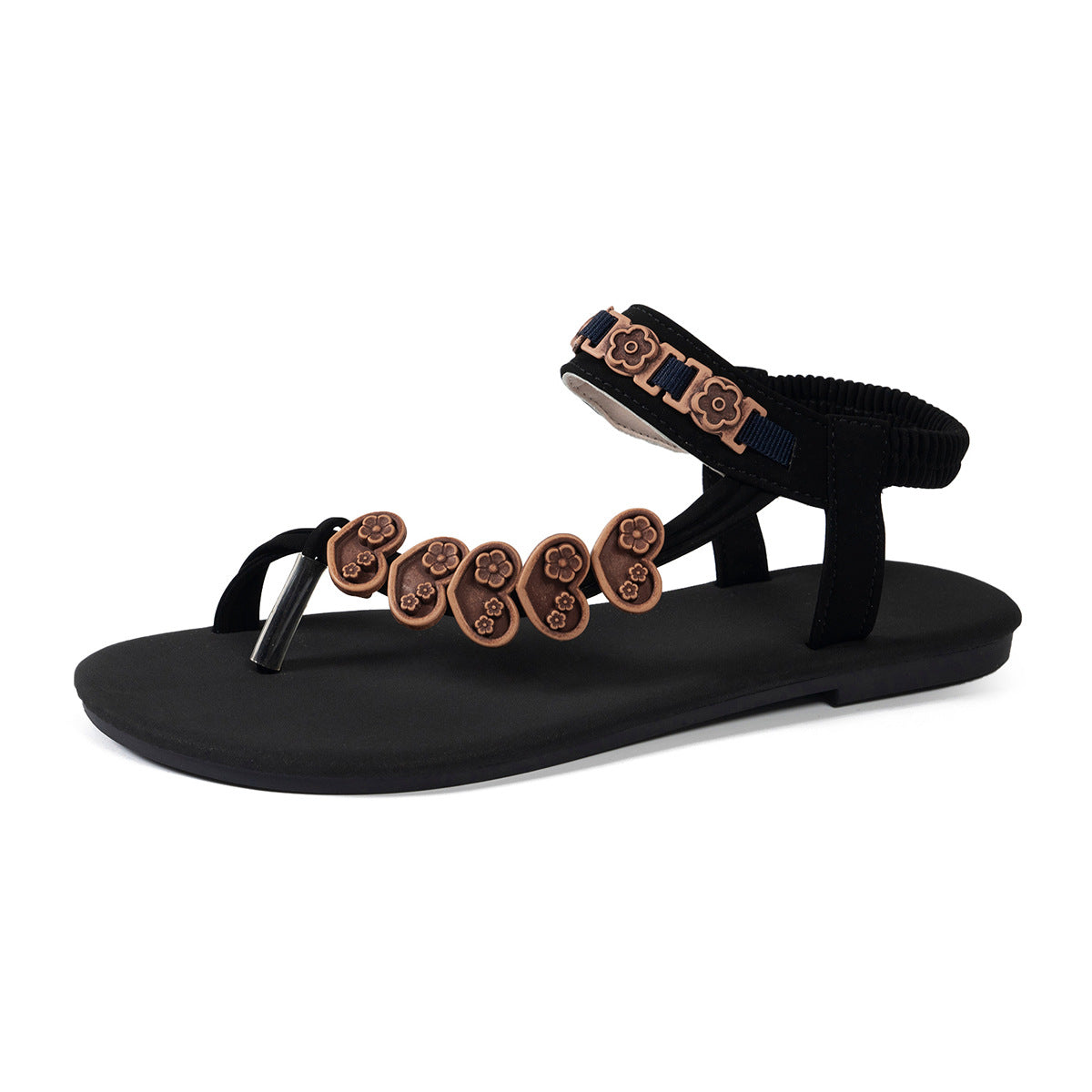 Damen Komfortable Zehentrenner-Sandalen mit floralen Details R&B