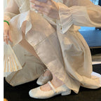 Damen Ballerinas mit eleganter Schnallenapplikation und floralem Design R&B