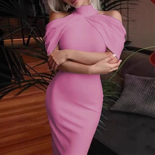 Damen Elegantes Maxikleid mit schulterfreiem Design und raffinierten Drapierungen R&B