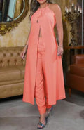 Damen Eleganter Zweiteiler mit stilvollem Mantel und cropped Hose
